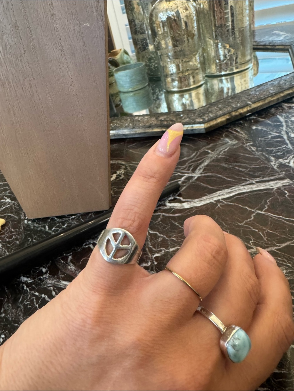 Sterling Silver Peace Sign Signet Ring - Women's Accessories